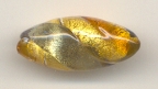 Blue, Topaz, 24 Kt Gold Missoni Oval 32mm Striped Murano Glass Bead